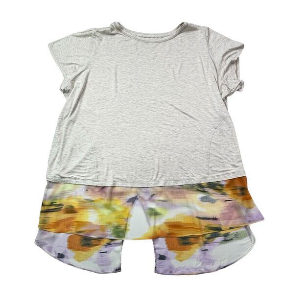 LOGO by Lori Goldstein Knit Tunic Top Mixed Media Hem Women's Plus 3X NWOT - Picture 3 of 16